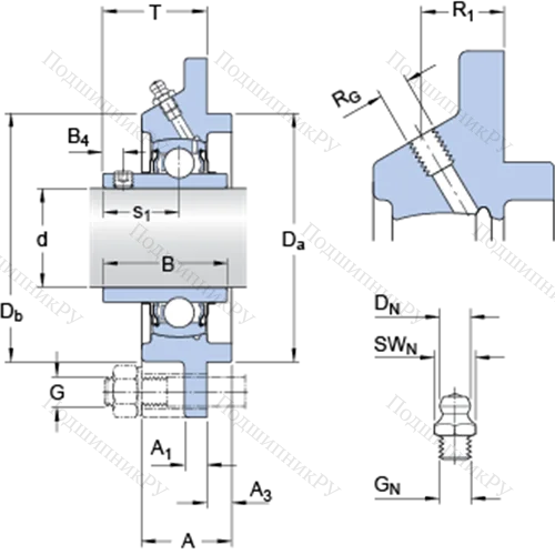 Фланцевые подшипниковые узлы типа Y (литой корпус, круглый фланец, крепление стопорными винтами) FYC 50 TF