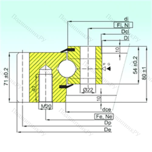 Подшипник шариковый опорно-поворотный EB 1.25.0455.201-2STPN от производителя  ISB