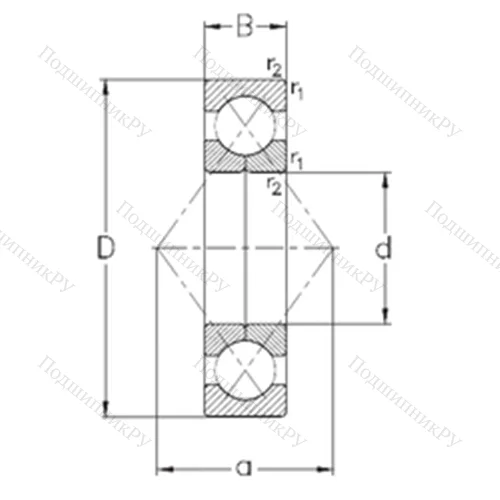 Подшипник шариковый радиально-упорный с четырёхточечным QJ 308-MPA