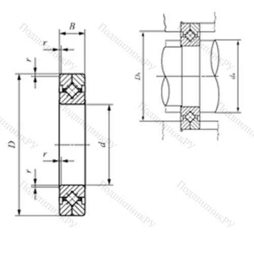 Подшипник роликовый упорно-радиальный с четырехточечным контактом CRBC 70045 от производителя  IKO