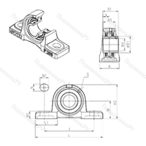 Подшипниковый узел шариковый радиальный UCP 310 от производителя  SNR