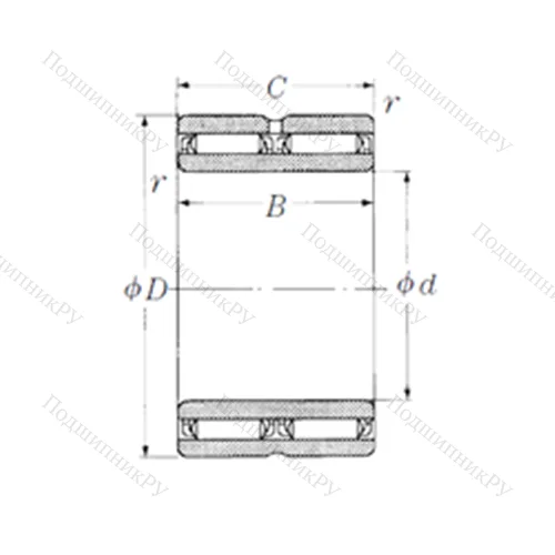 Подшипник игольчатый радиальный NAFW 203732
