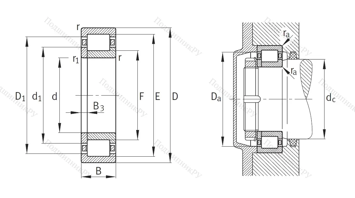 Роликовый цилиндрический подшипник NUP 2206 E XL TVP 2
