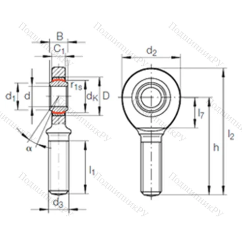 Подшипник скольжения сферический GAR 17 UK