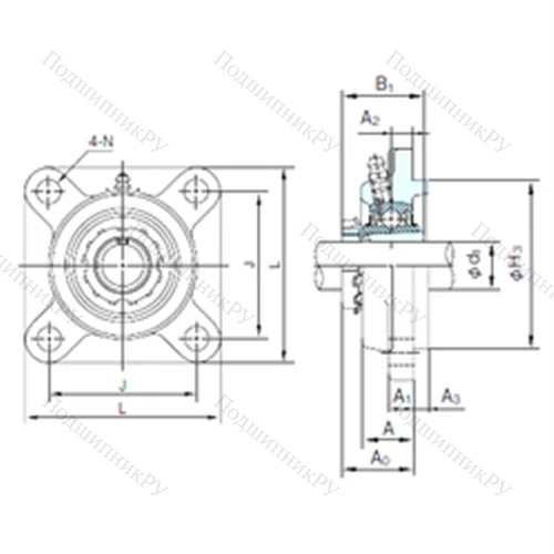 Подшипниковый узел шариковый радиальный UKFS 306+H 2306