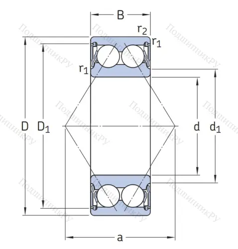 Двухрядный шариковый подшипник 3208 A 2RS 1TN 9/MT 33 от производителя  SKF
