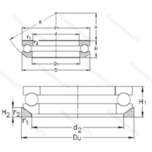 Подшипник шариковый упорный 53205+U 205