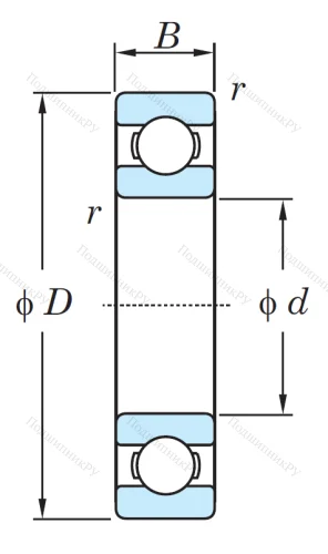 Однорядный шариковый подшипник 6212 от производителя  KOYO