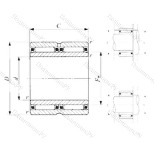 Подшипник игольчатый радиальный NAFW 254026