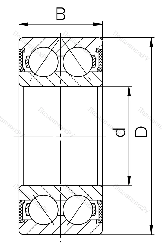 Радиально-упорный шариковый подшипник 3056208 2RS (3208 2RS) в Перми