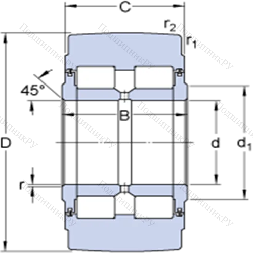 Опорные ролики на основе роликоподшипников с фланцевыми кольцами NNTR 50x130x65.2ZL