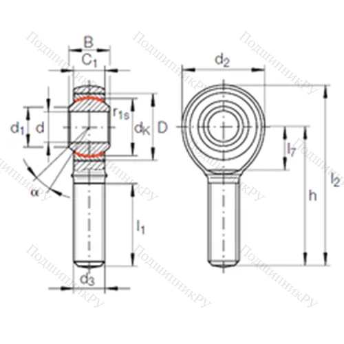 Подшипник скольжения сферический GAKR 18 PW от производителя  INA