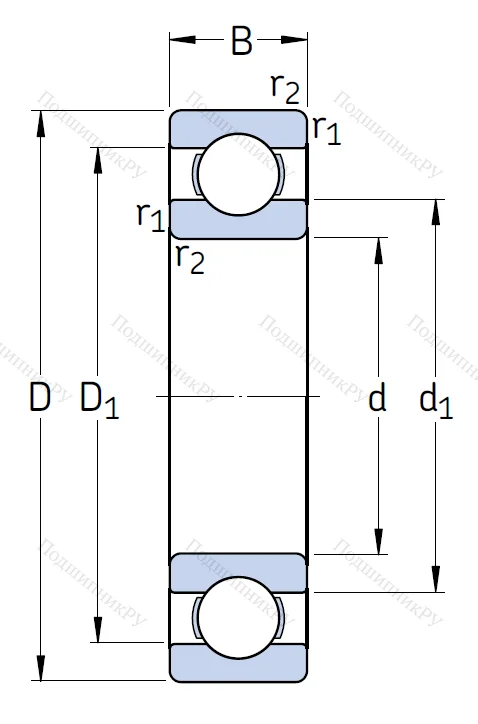 Однорядный шариковый подшипник 16017