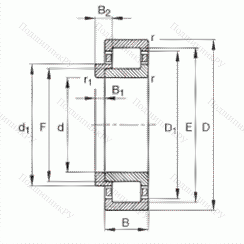 Подшипник роликовый радиальный NJ 2332-E-M 1 + HJ 2332-E от производителя  FAG Подшипник роликовый радиальный NJ 2332-E-M 1 + HJ 2332-E от производителя  FAG