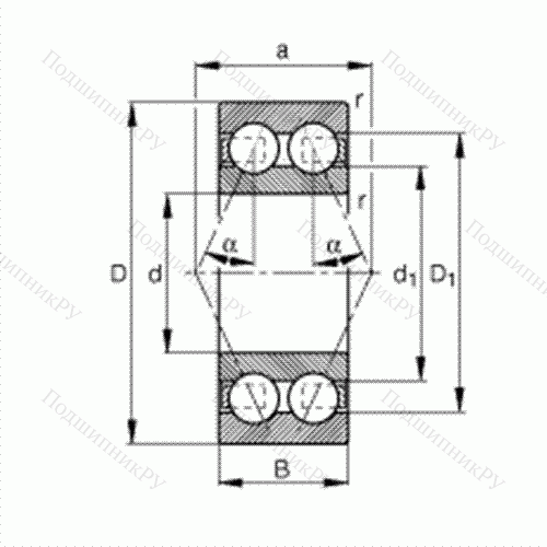 Подшипник шариковый радиально-упорный 3203-BD-TVH от производителя  FAG Подшипник шариковый радиально-упорный 3203-BD-TVH от производителя  FAG